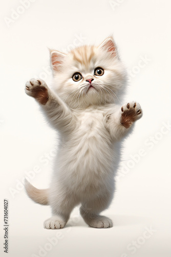 full body standing Cat Munchkin on white background created with Generative AI Technology 