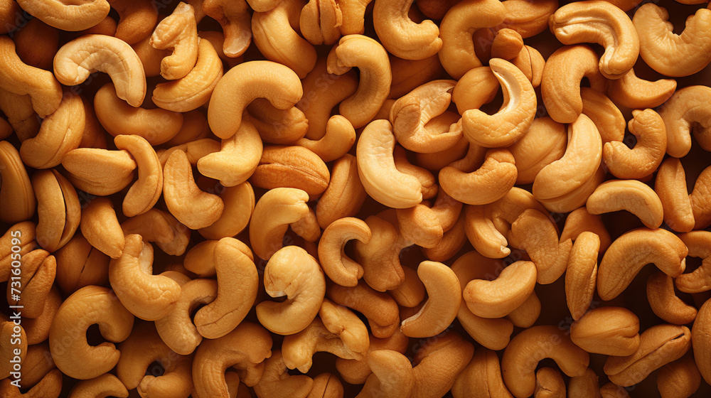 brown roasted pile of fresh cashew nuts background brown roasted pile of fresh cashew nuts background