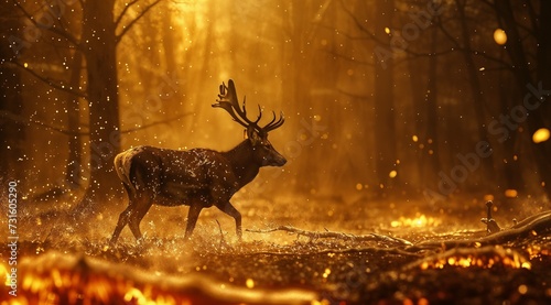 Flames of the Forest: Deer Escaping the Wildfire