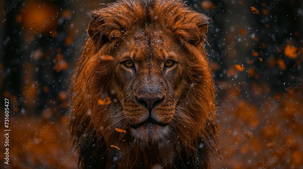 Ember Majesty: Lion King Amidst Autumn Blaze