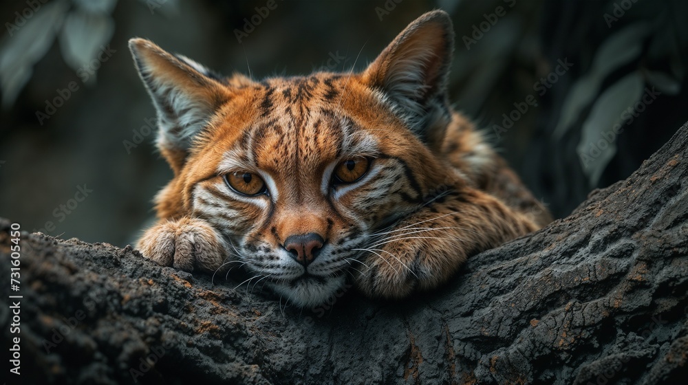 Obraz premium Restful Predator: Ocelot Lazing in the Jungle
