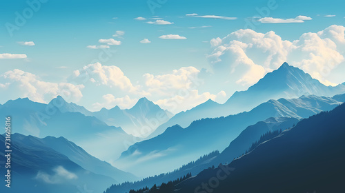 Stunning mountains  panoramic peaks PPT background