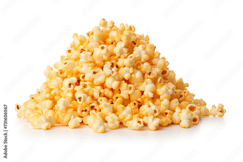 Pile of popcorn isolated white background Pile of popcorn isolated white background