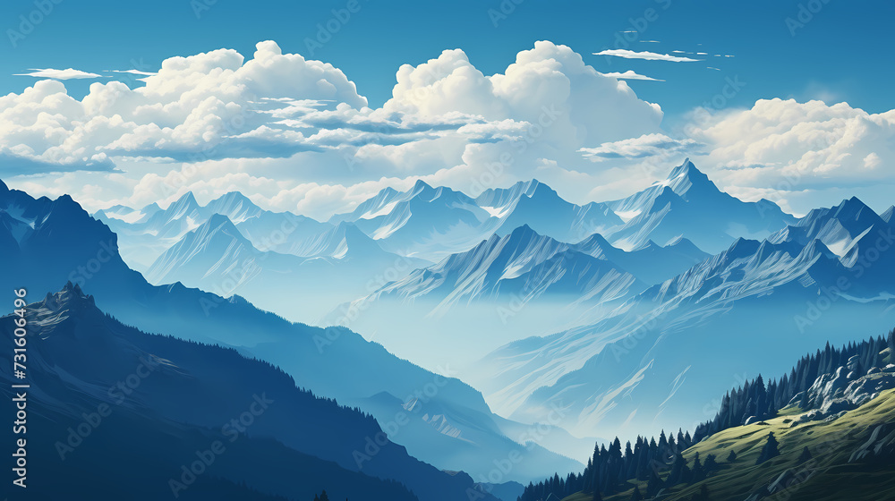 Stunning mountains, panoramic peaks PPT background Stunning mountains, panoramic peaks PPT background