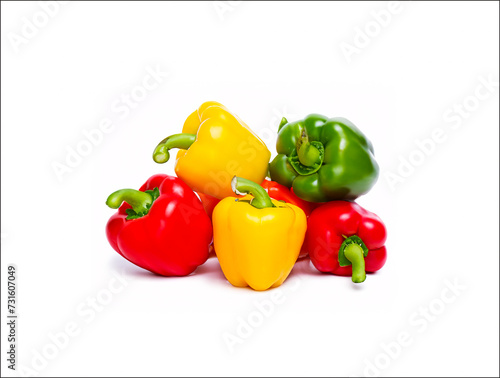 red and yellow bell peppers isolated