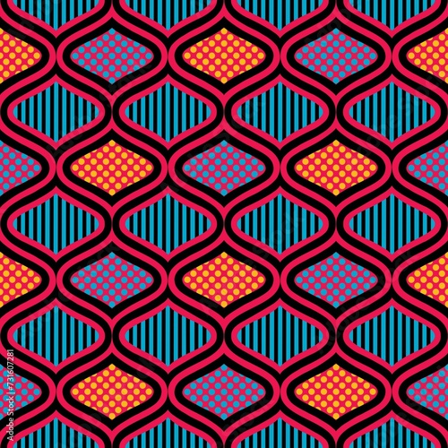 Bold Geometric Fusion: Abstract Vibrant Seamless Pattern for fabrics, wallpaper, wrapping. Abstract pattern
