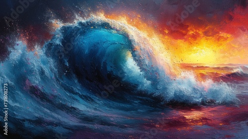 A Painting of a Majestic Wave in the Ocean