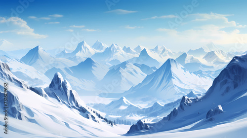 Stunning mountains, panoramic peaks PPT background