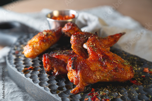 BBQ chicken wings with sauce