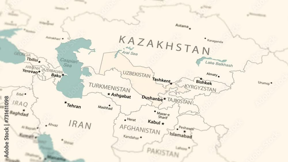 Uzbekistan on the world map. Smooth map rotation. 4K animation. Uzbekistan on the world map. Smooth map rotation. 4K animation.