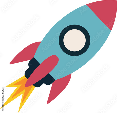 Simple retro rocket vector clip art, isolated illustration, colorful icon