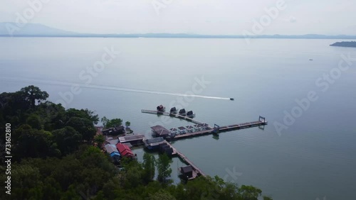 The pier of the Bird Island tourist spot or pulau burung in Batulicin, South Kalimantan photo