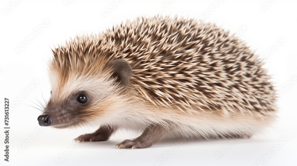 Obraz premium A charming hedgehog, endearingly isolated against a clean white background 