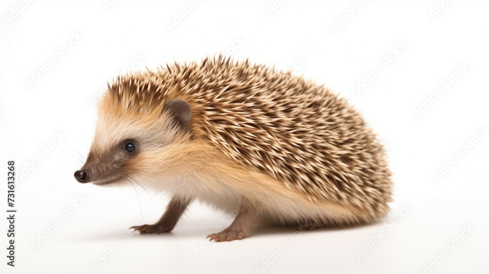 Obraz premium A charming hedgehog, endearingly isolated against a clean white background 