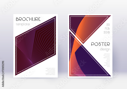 Triangle cover design template set. Violet abstrac