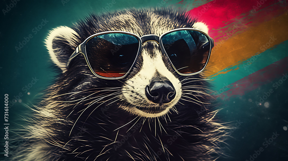 selfie portrait of a hysterical skunk wearing sunglasses.