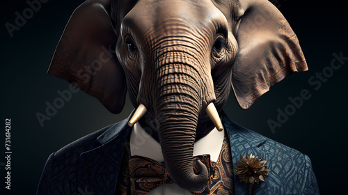 Portrait of a handsome fashionable elephant.