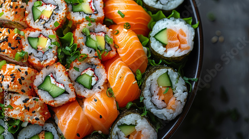 Set of sushi, healthy concept food 
