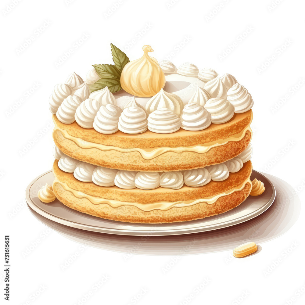 a piece of soft and delicious cream cake cheesecake on an isolated white background created with Generative AI Technology
