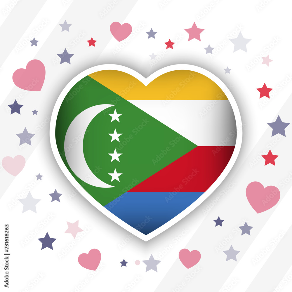 Creative Comoros Flag Heart Icon Creative Comoros Flag Heart Icon