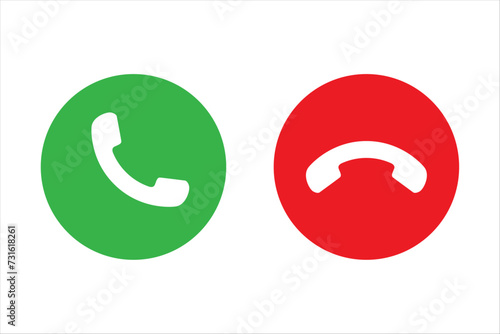 Accept and Decline icons as mobile phone symbols. Vector file.