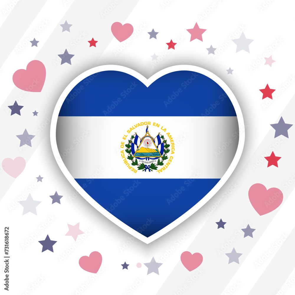 Creative El Salvador Flag Heart Icon Creative El Salvador Flag Heart Icon
