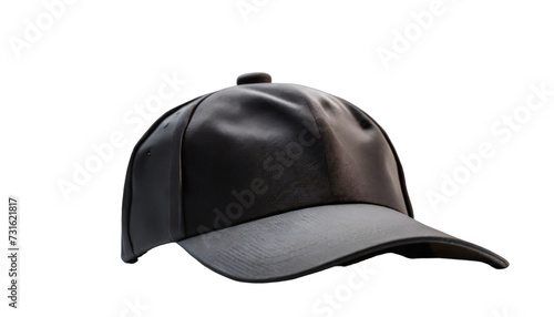 Black baseball cap isolated on transparent background.