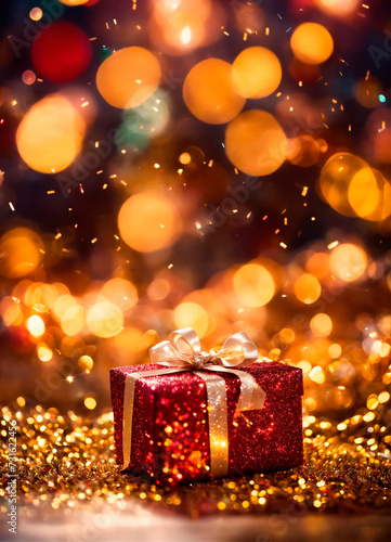 shiny gift boxes on a birthday background. Selective focus.