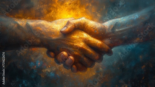 Golden Handshake - Symbolic Artwork of Agreement photo