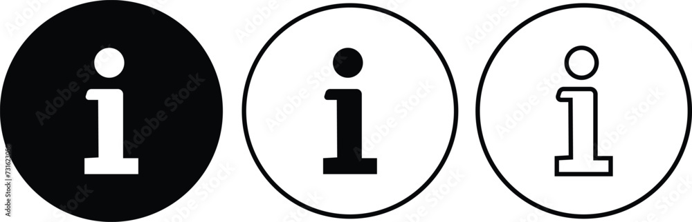 Info icons set. Information black circle vector flat or line collection ...