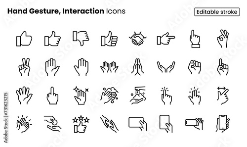 Hand Gesture, Interaction Icon Set	
