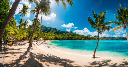 beautiful beach and palm trees. Selective focus.