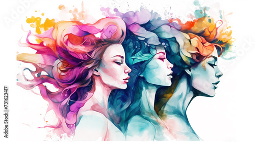 Abstract fashion watercolor illustration of person