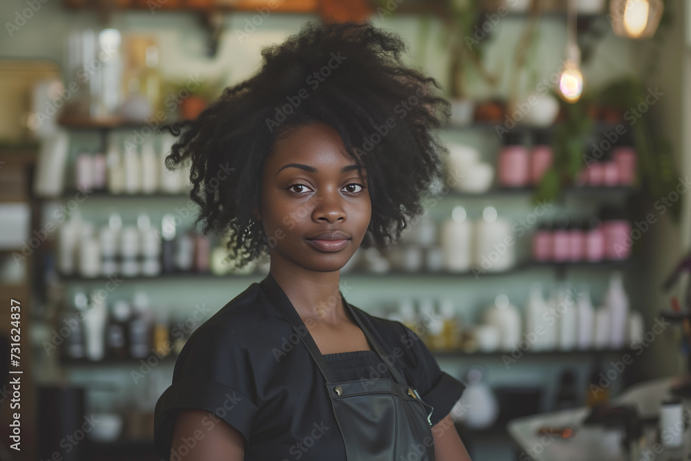 black hairdresser in her salon black hairdresser in her salon