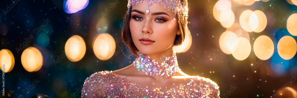 girl in a shiny evening dress. Selective focus. girl in a shiny evening dress. Selective focus.