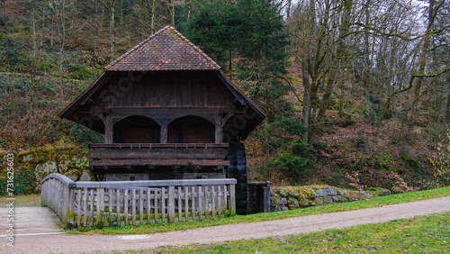 Historic water mill in the woods