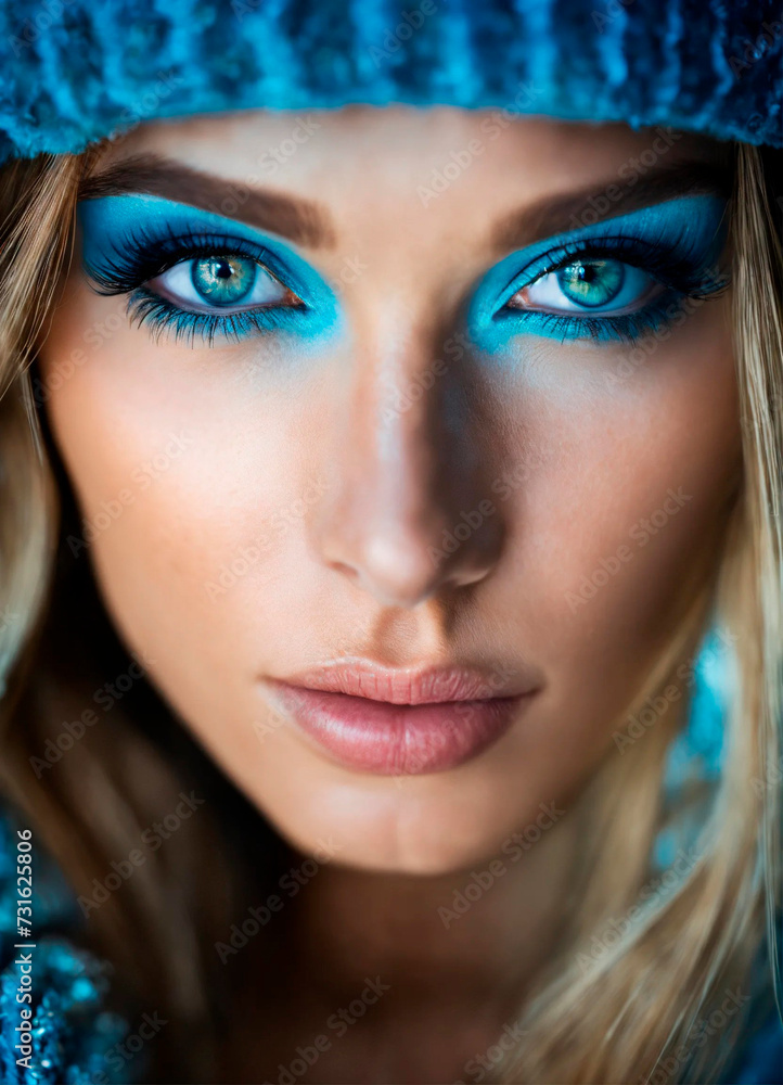 makeup with rhinestones on a woman's face. Selective focus. makeup with rhinestones on a woman's face. Selective focus.