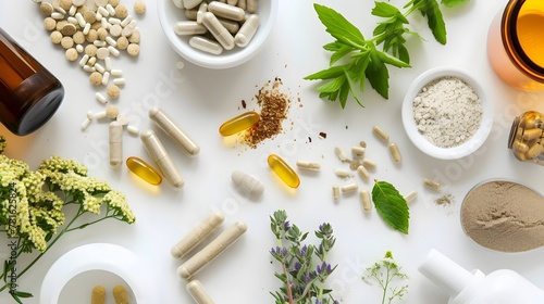 Assortment of Herbal Supplements and Natural Remedies