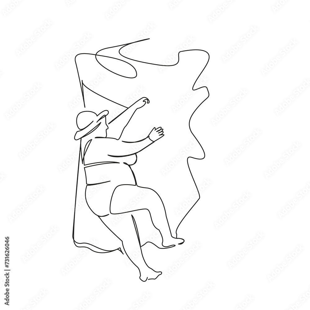 Fototapeta premium elderly woman sunbathing on the beach