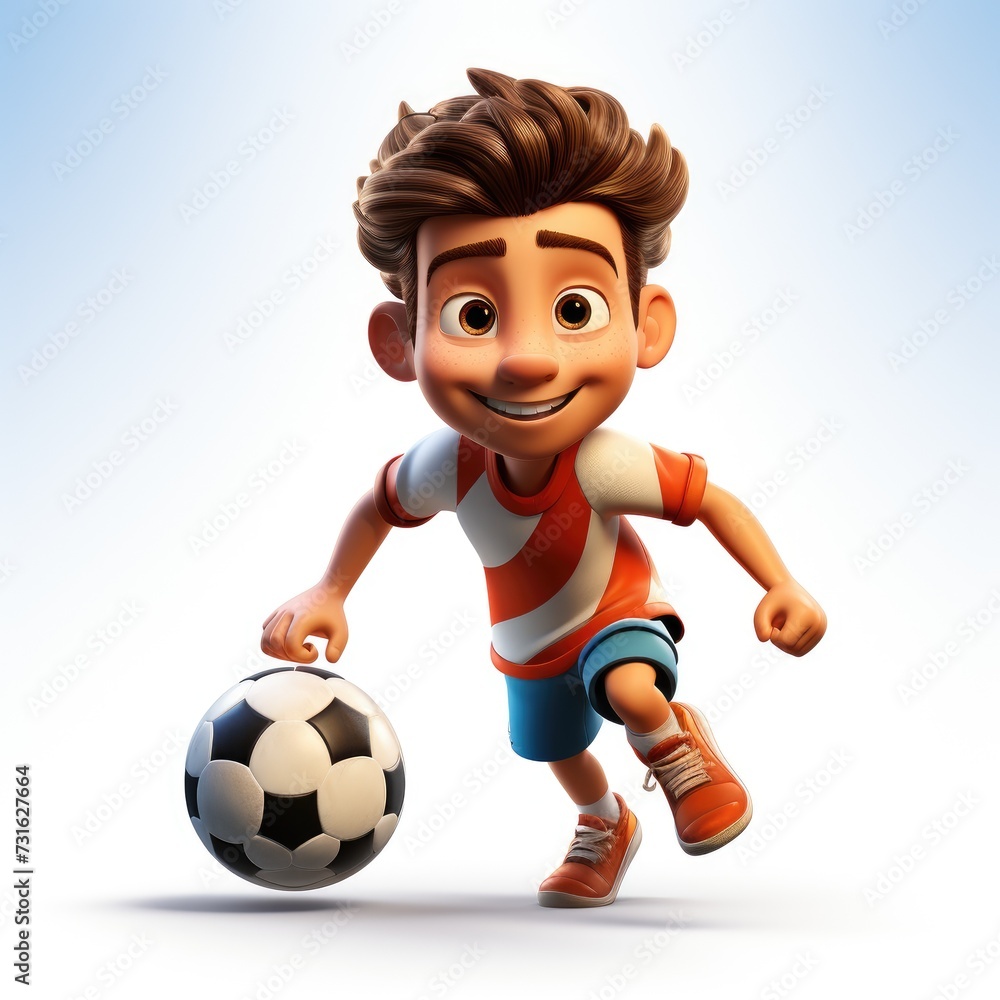 3D Soccer Player Holding Ball on White Background 3D Soccer Player Holding Ball on White Background
