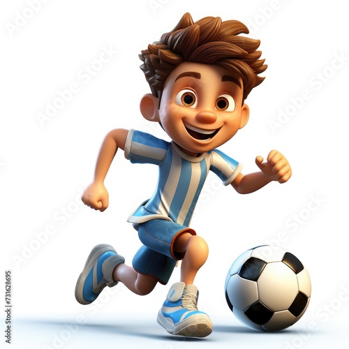 Cartoon Soccer Player Holding Ball on White Background © RizArt