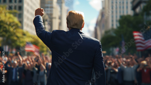 Back view of USA president during the presidential election photo