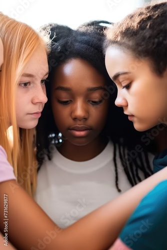 cropped shot of a group of teenage girls standing in a huddle