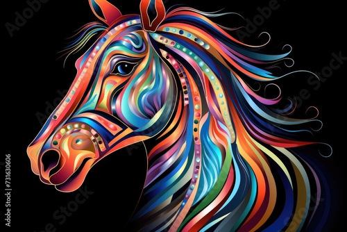 Vivid Dreamscape: A Horse's Portrait in Dazzling Abstract Colors - Generative AI
