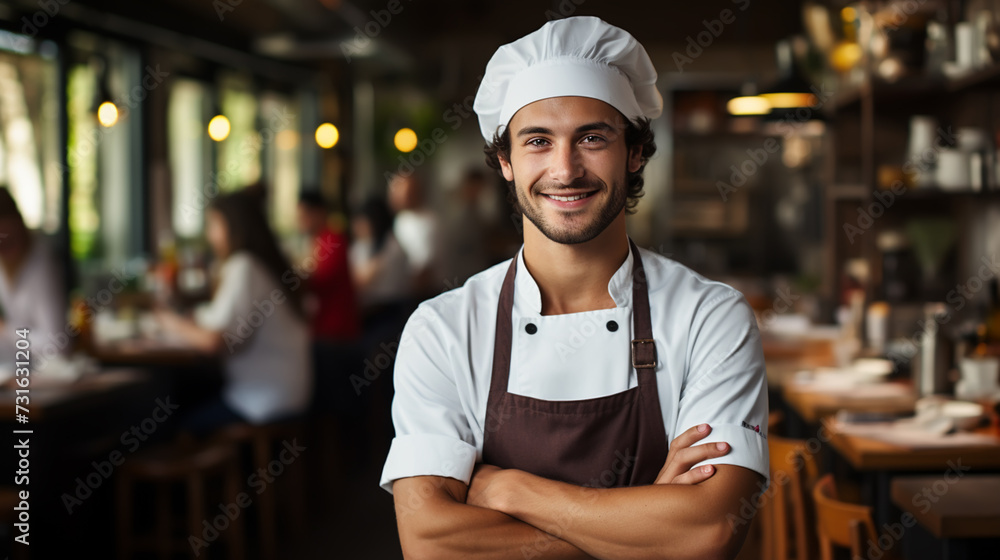 Smiling chef in his kitchen