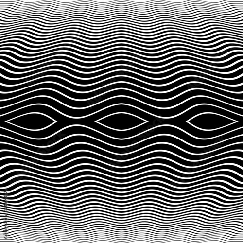 Wavy Lines Pattern. Abstract Black and White Textured Background.