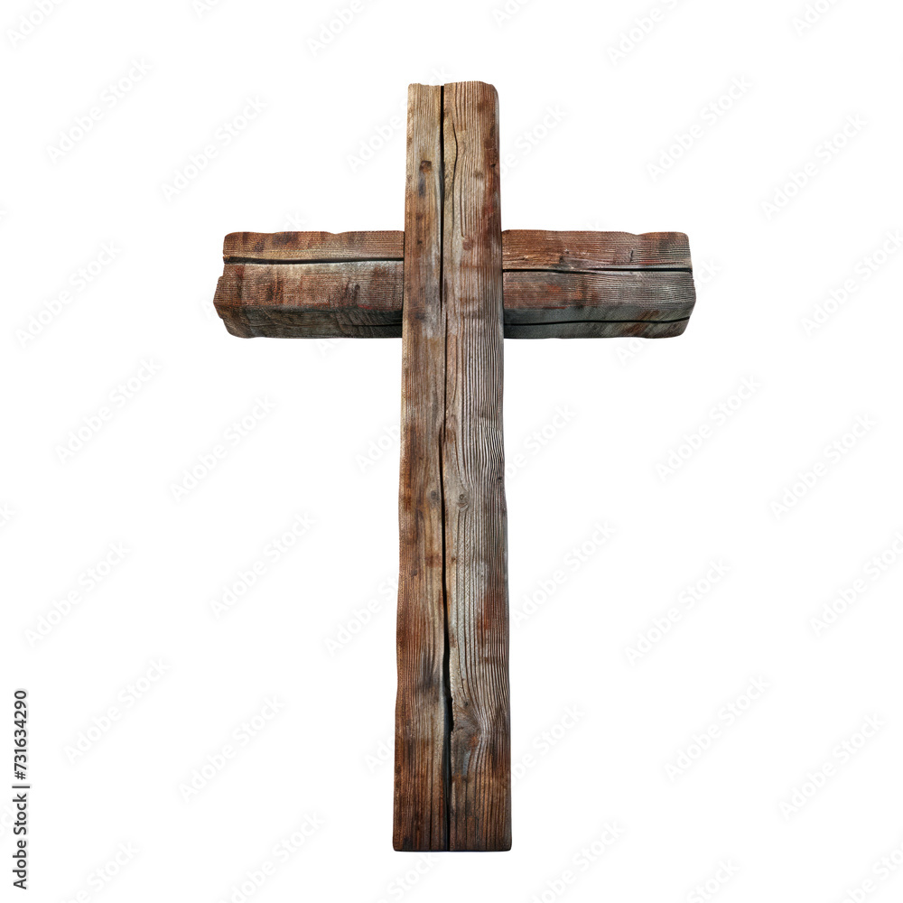 Old wooden cross Isolated on transparent background, PNG