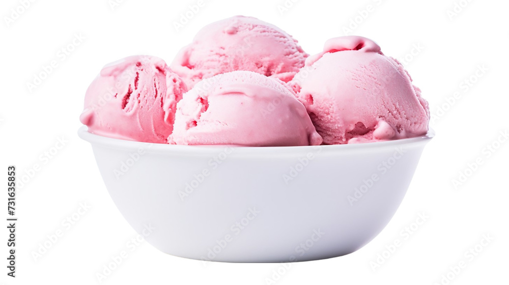 Scoops of pink ice cream in a bowl isolated on transparent background Scoops of pink ice cream in a bowl isolated on transparent background