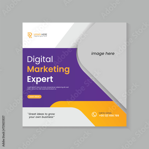 corporate digital marketing agency instagram post and social media banner template