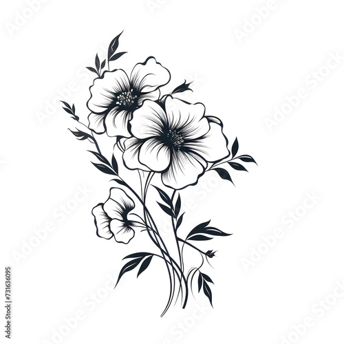 black and white drawing of flowers